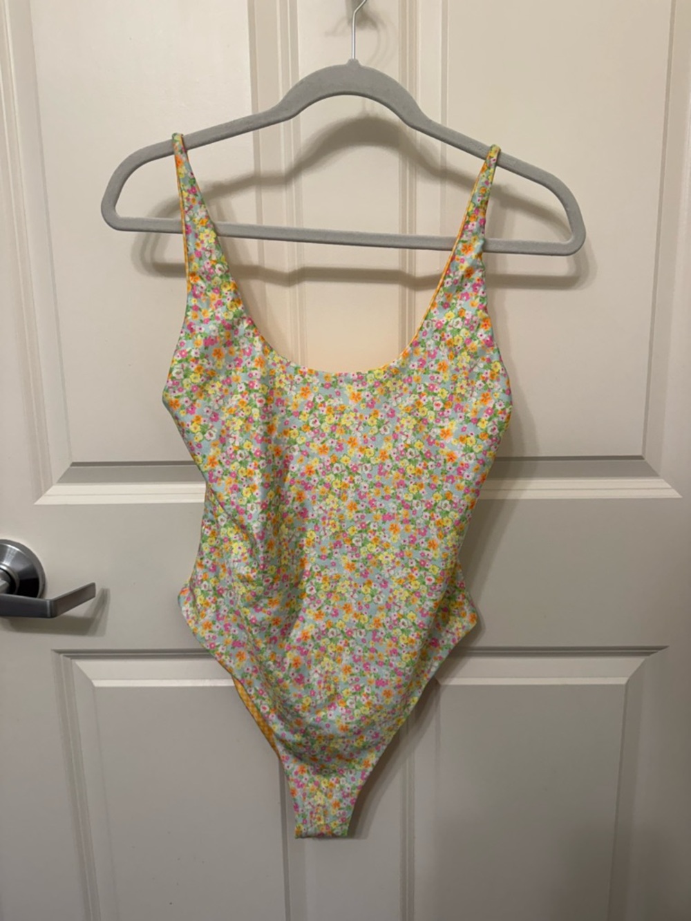 Kulani Kinis Yellow reversible Floral & checkered One-Piece Swimsuit